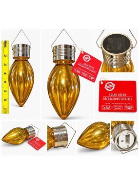 Christmas House Yellow Amber Jewel Hanging Solar Light – 8” – Christmas Decor